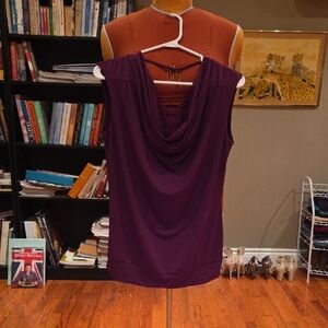 Reitmans Sleeveless Lace-Back Shell in Deep Berry